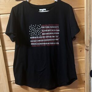 Maurices Black Short Sleeve Tee with American Flag Design